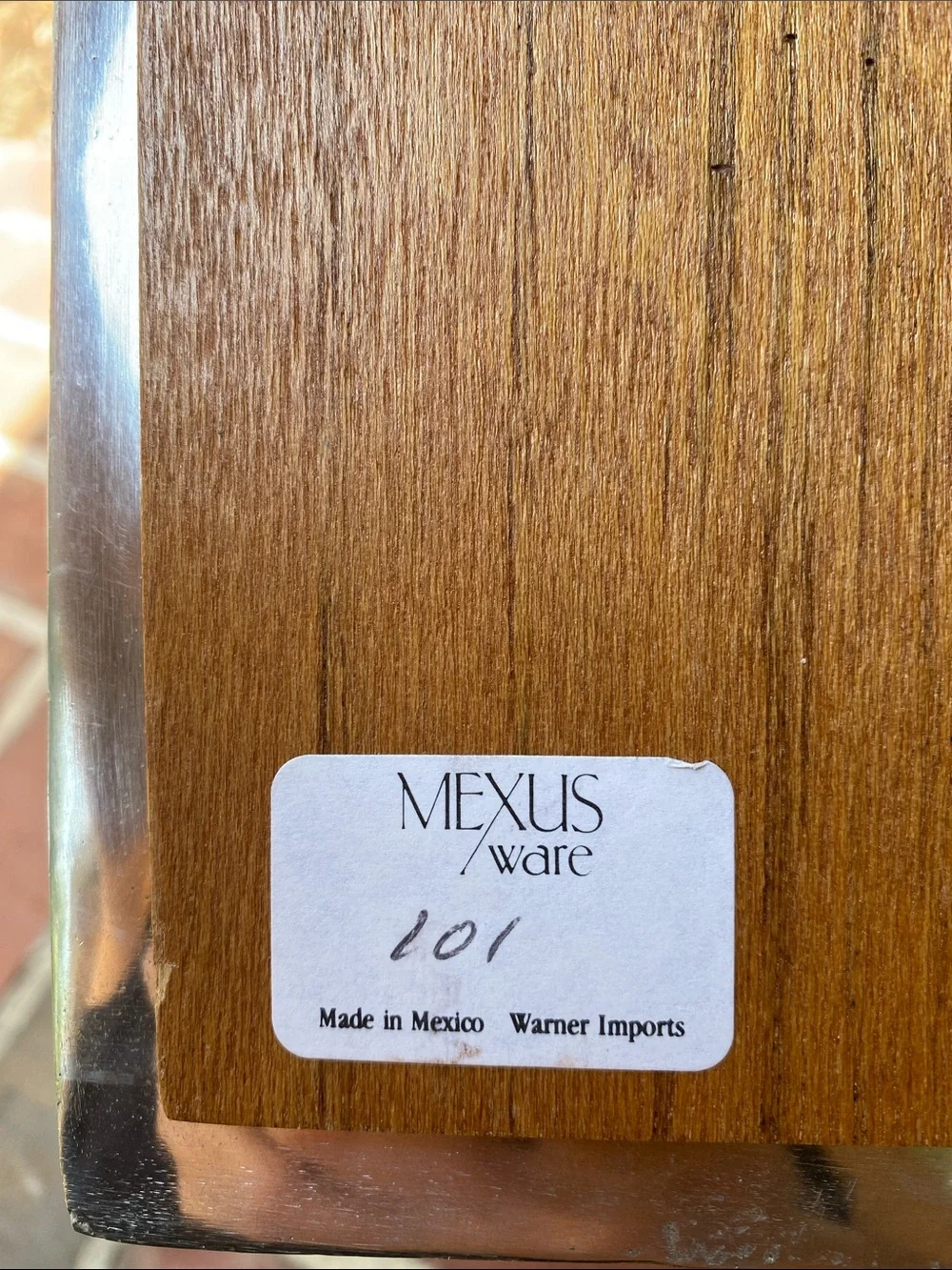 Mexus Ware  Vintage Mexican Pewter Picture Frame Wood Back Easel